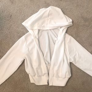 White crop top zip up hoodie from SHEIN